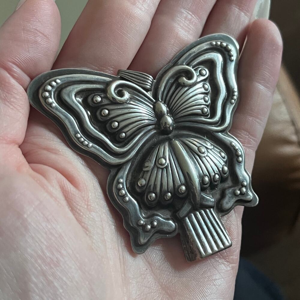 Vintage Estate REED & BARTON 925 Sterling Silver Butterfly Whistle Pendant